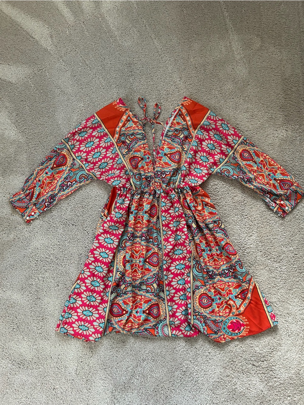 Vibrant Pink Orange Paisley Floral Jumpsuit
